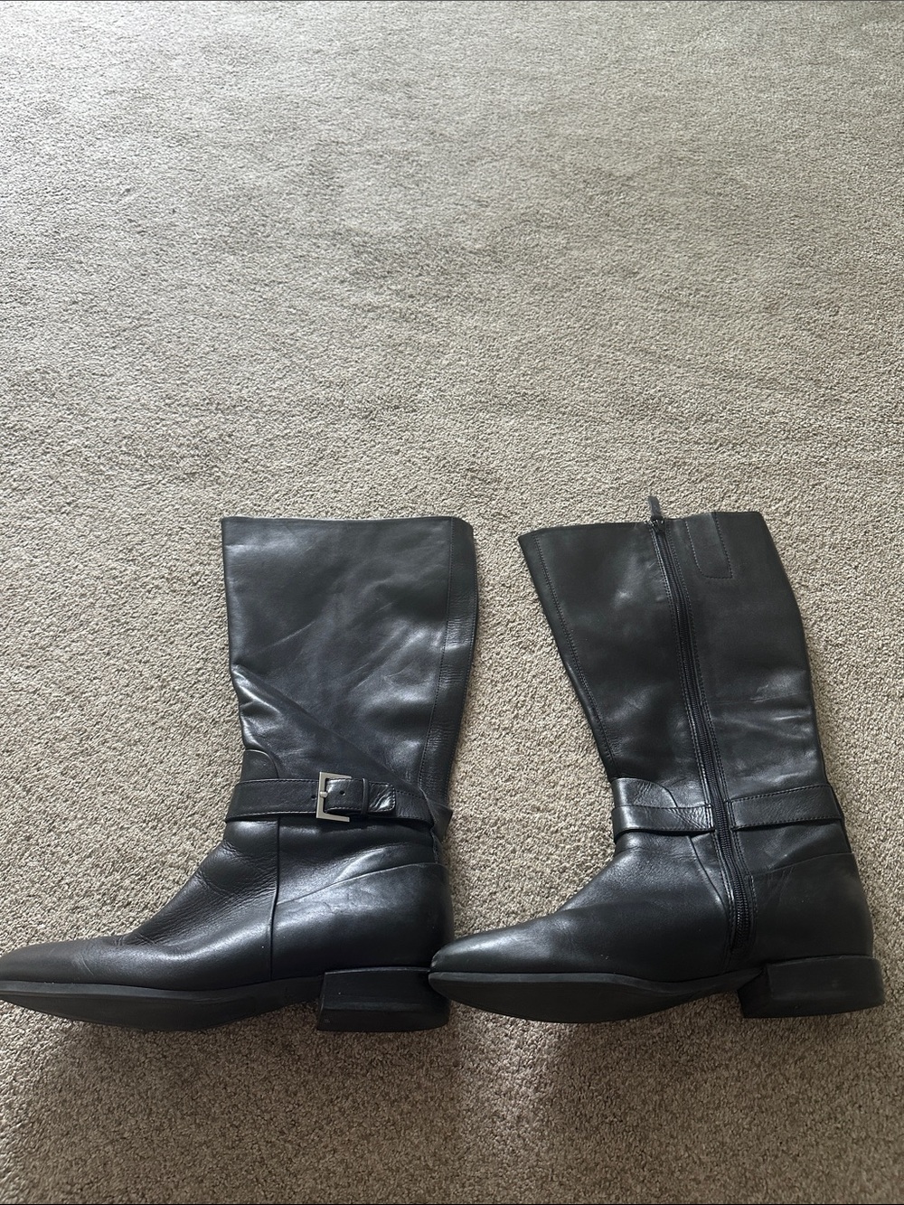 Nine West Women’s Black Leather Knee High Boots size 10 wide calf